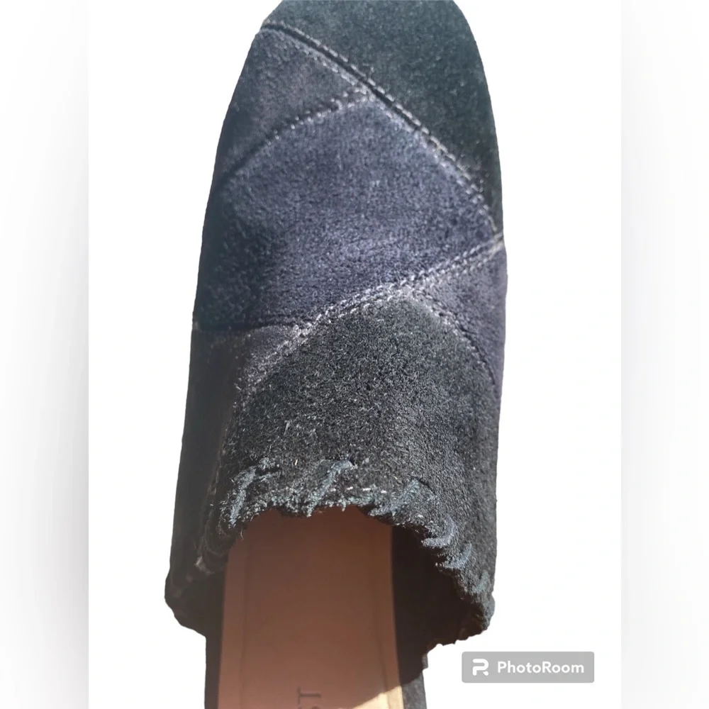 NINE WEST PLATFORM Chunky Wood Heeled Wedge SIZE 10 multi colored suede.